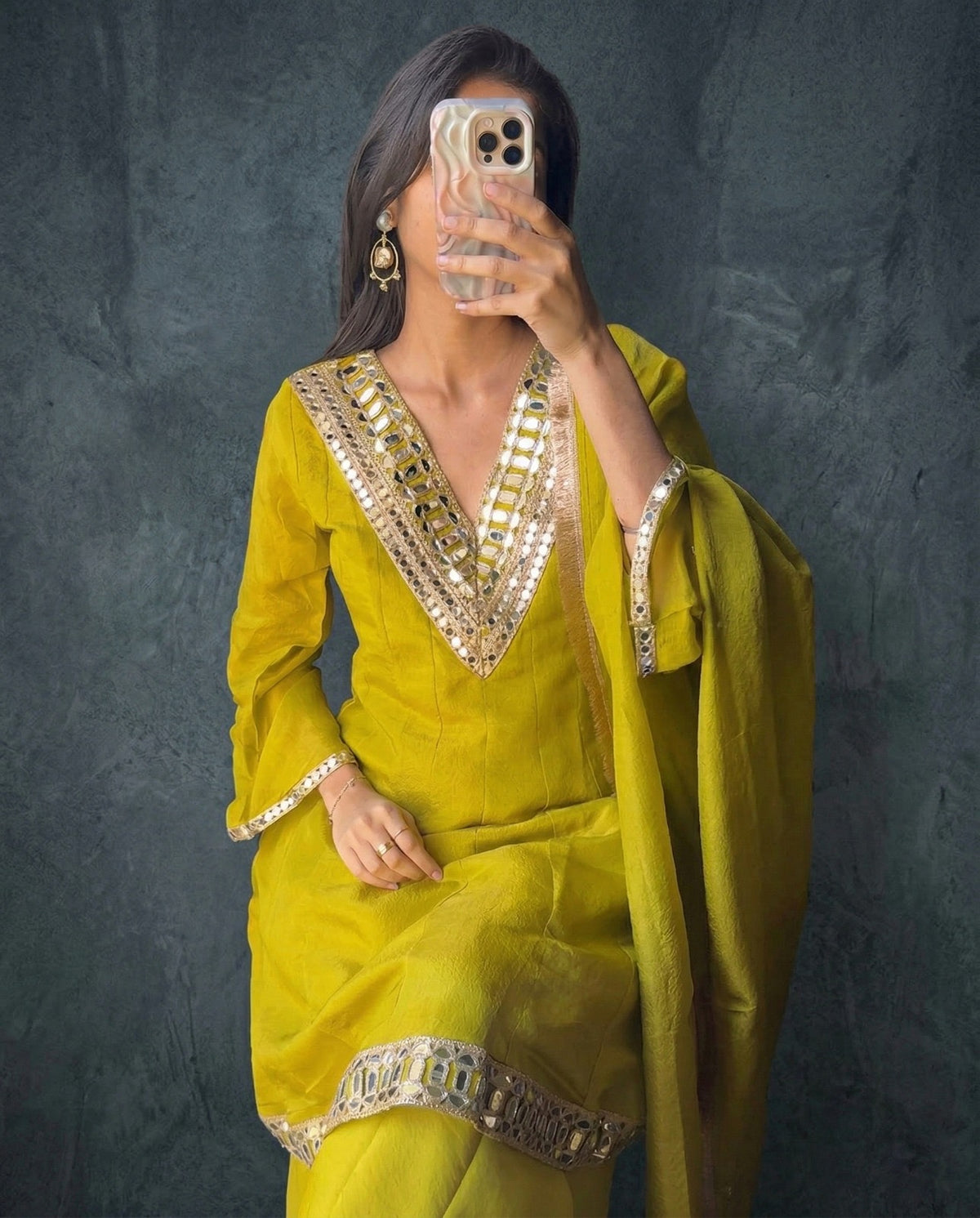 Designer Simmer Silk 3pc Suit Set - Chikankari official