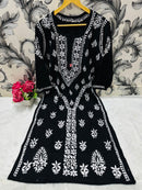 Designer Lanel with flower rayon Kurta