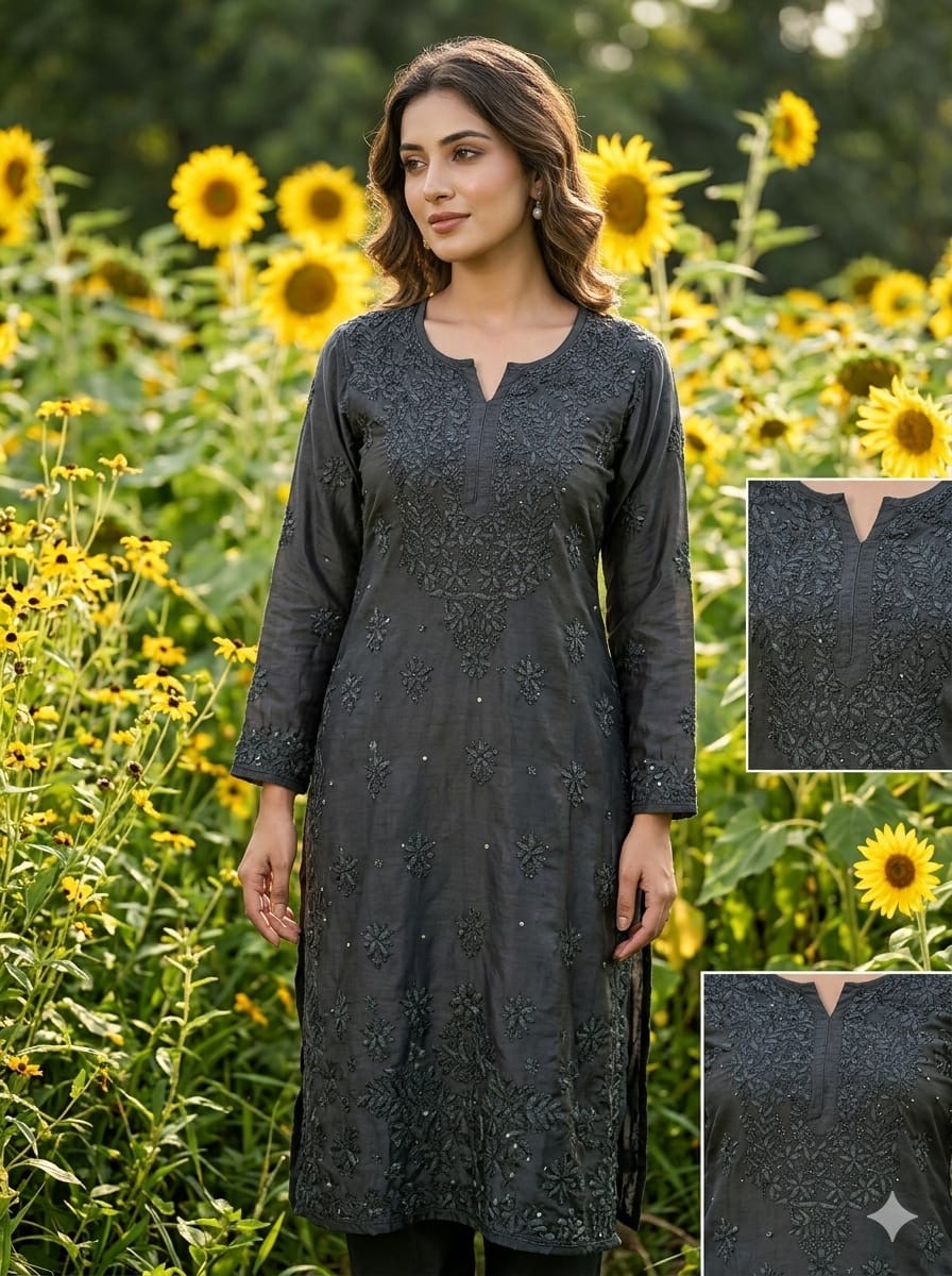Pure 3d Batson Muslin Muqaish Long Kurta