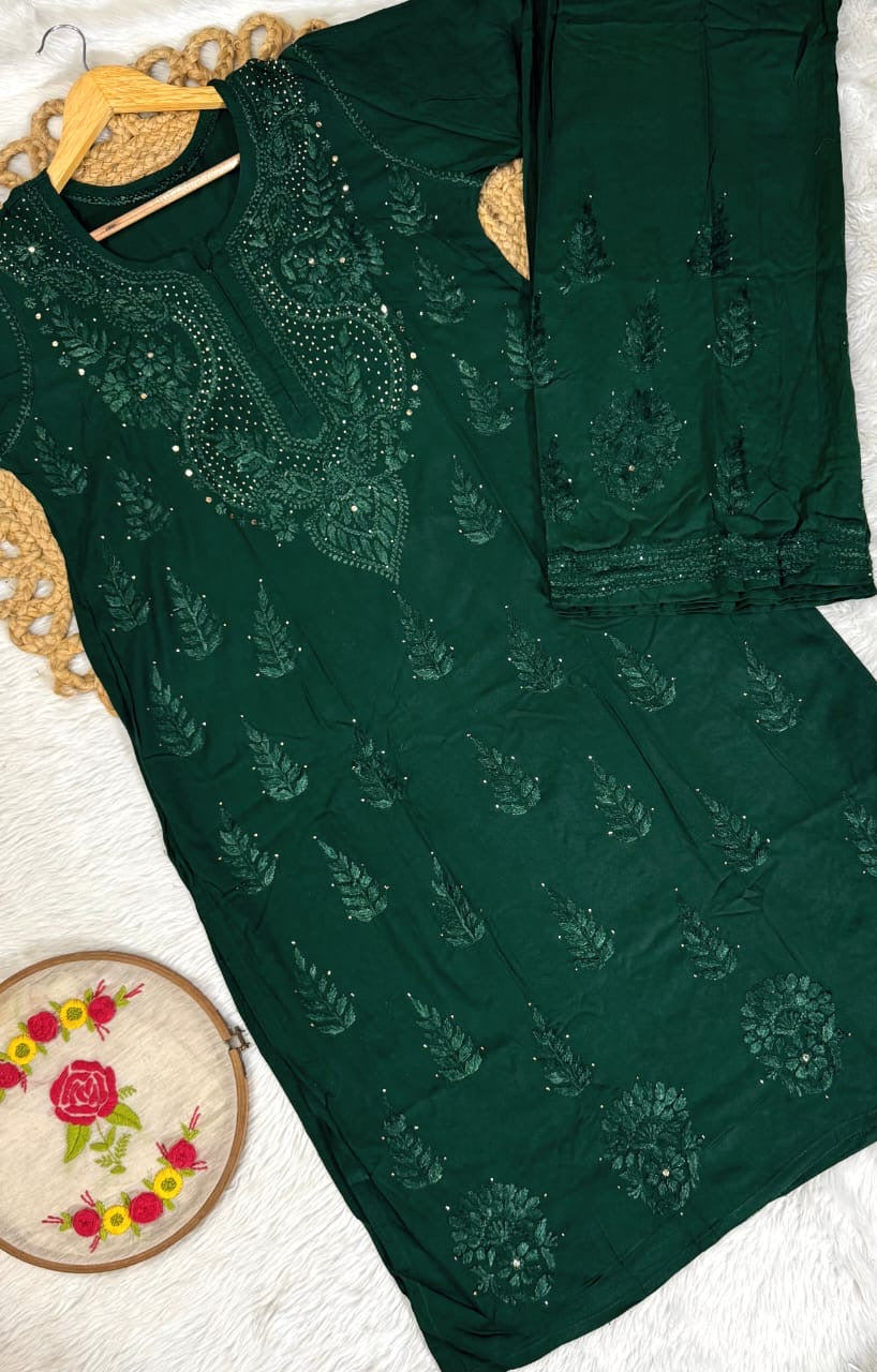 Zoya Rayon Muqaish Plazzo Combo 2pc