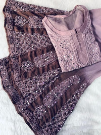 4pc Mirror Work Georgette Set