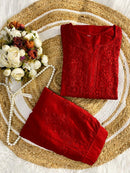 Chanderi Soft Fabric Kurti paired with stylish Afghani Salwar