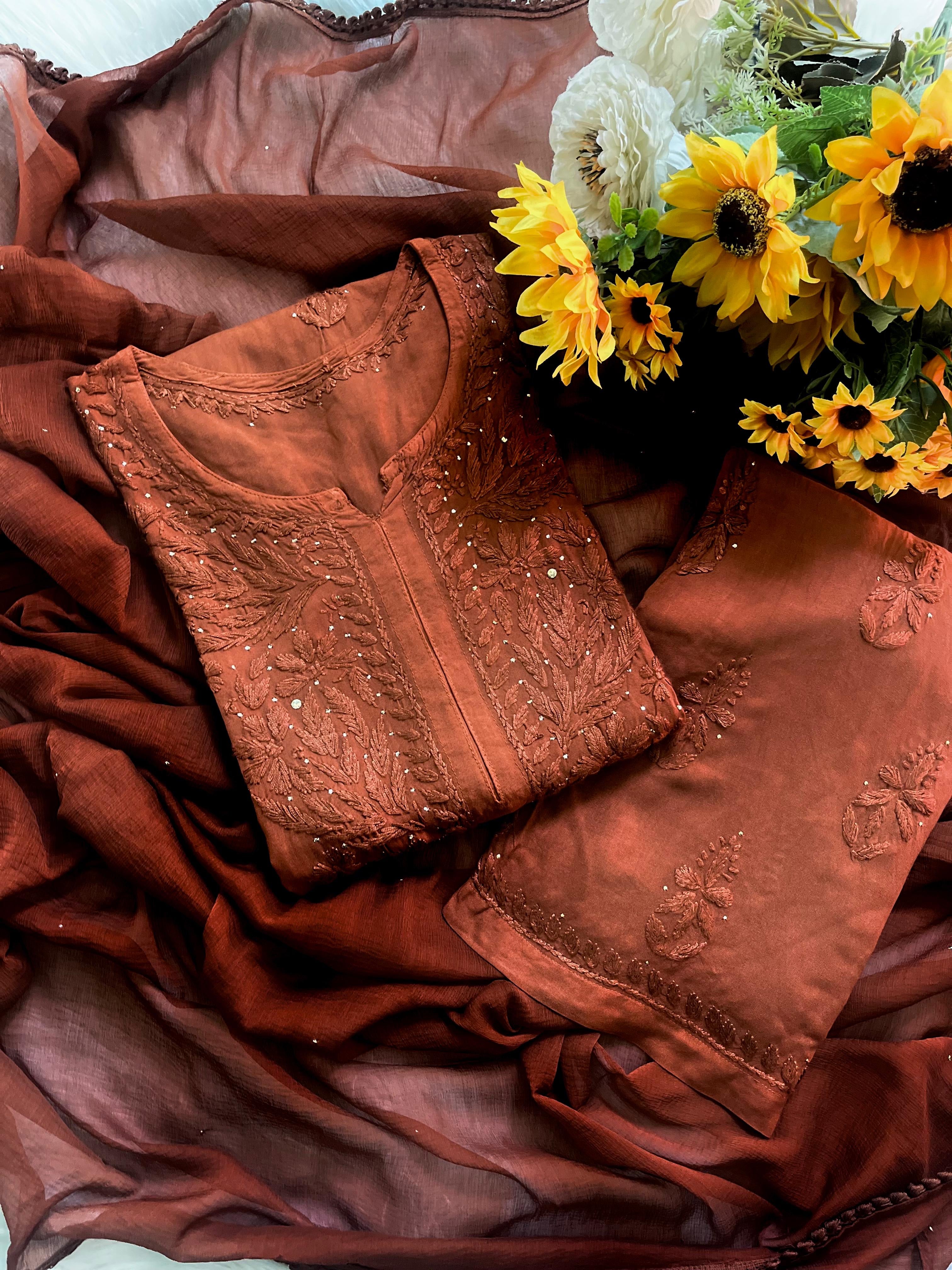 Zoya Muqaish work chikankari 3pc Set