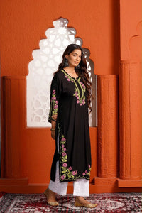 Multi Color Black Threaded Kurta