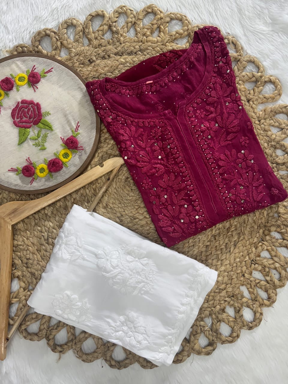Dual Ombre Viscose Muqaish Handwork Kurta