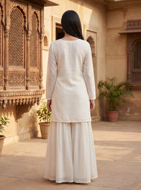 Royal Off White 2pc Designer Set - Chikankari official