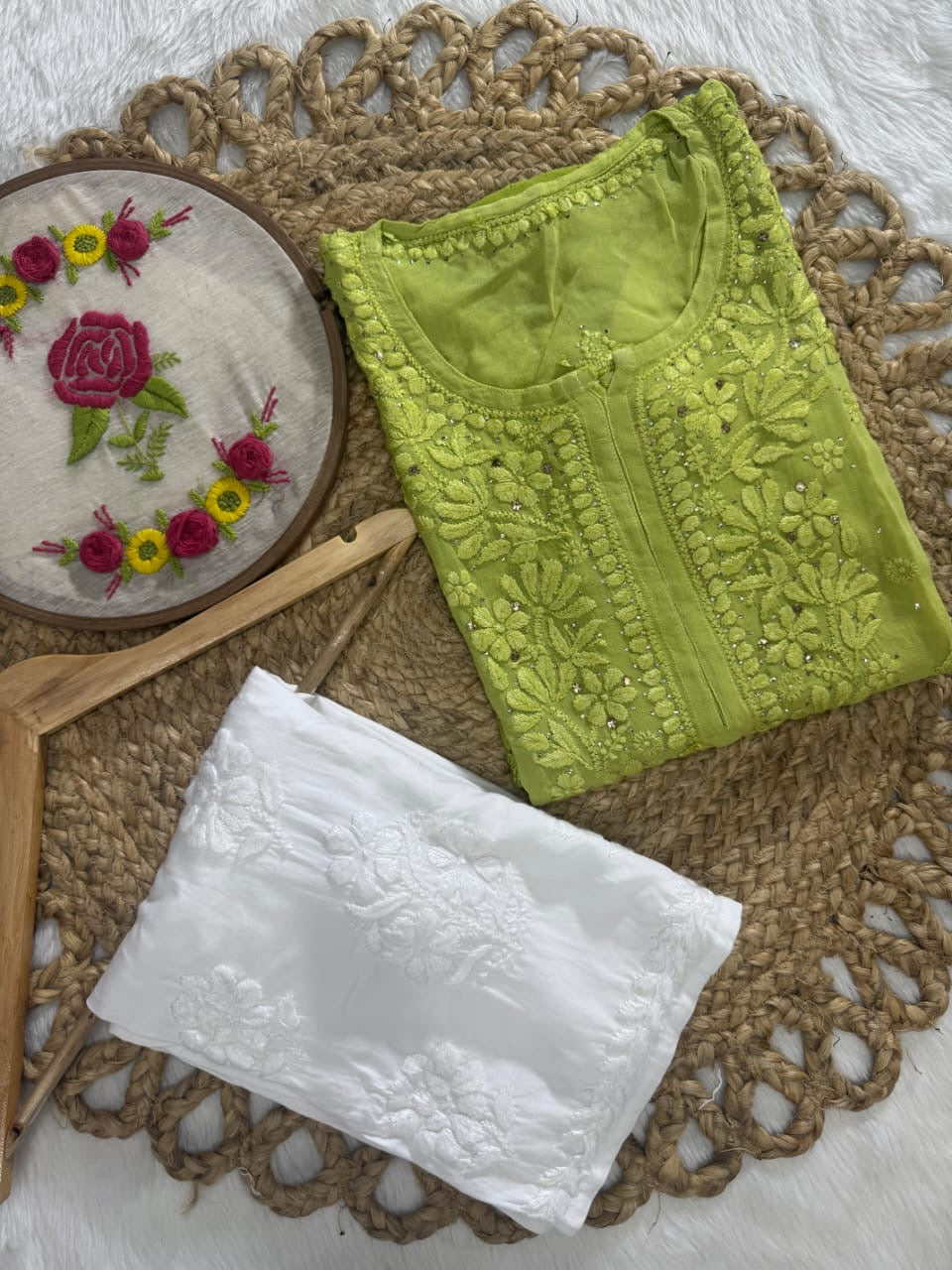 Dual Ombre Viscose Muqaish Handwork Kurta