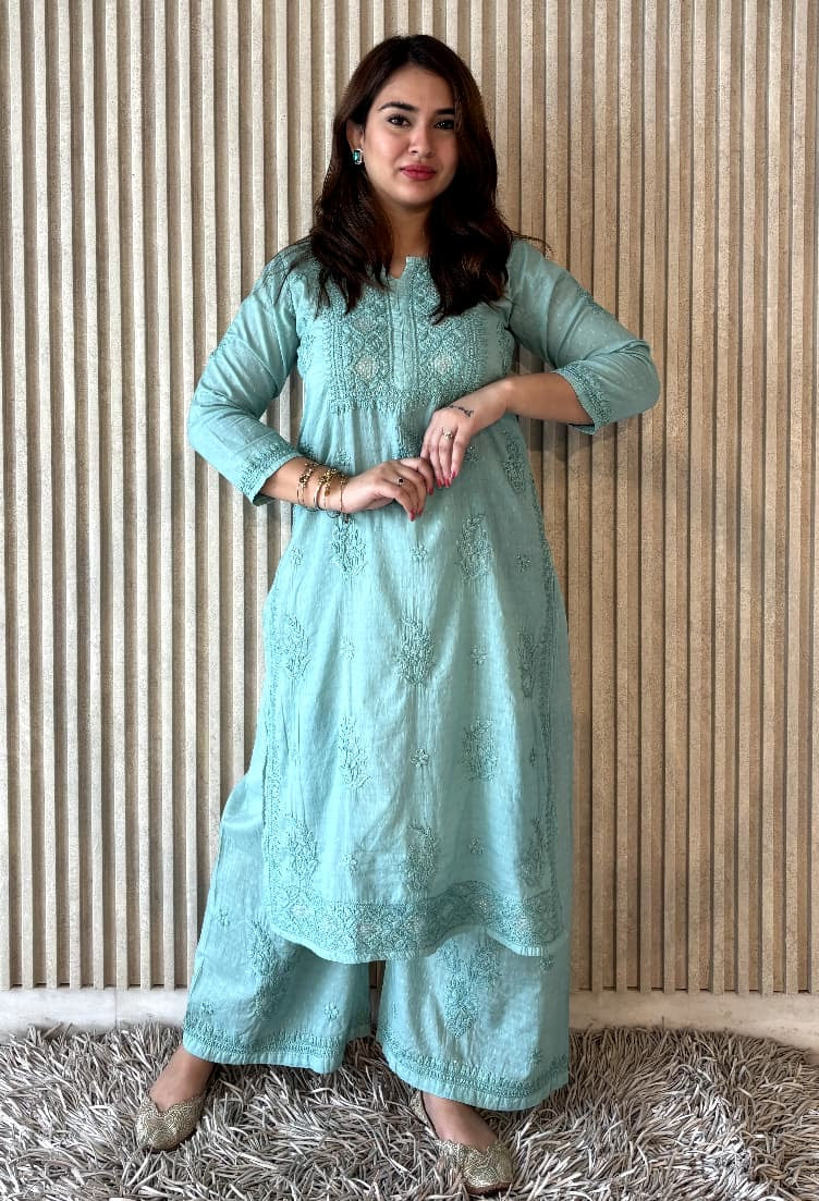 3D anchor Square Gala Muqaish thread Hand work 2pc Set