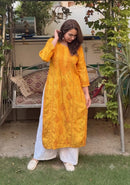 Chanderi 3d Gala Panel chikankari kurti