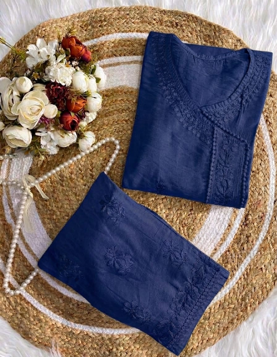 Chanderi Angrakha Style With Lace Pattern