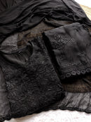 Modal Cotton Satin Embroidered 3pc Set