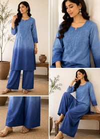 Rangrez Ombre Chikankari 2pc Rayon Soft Set