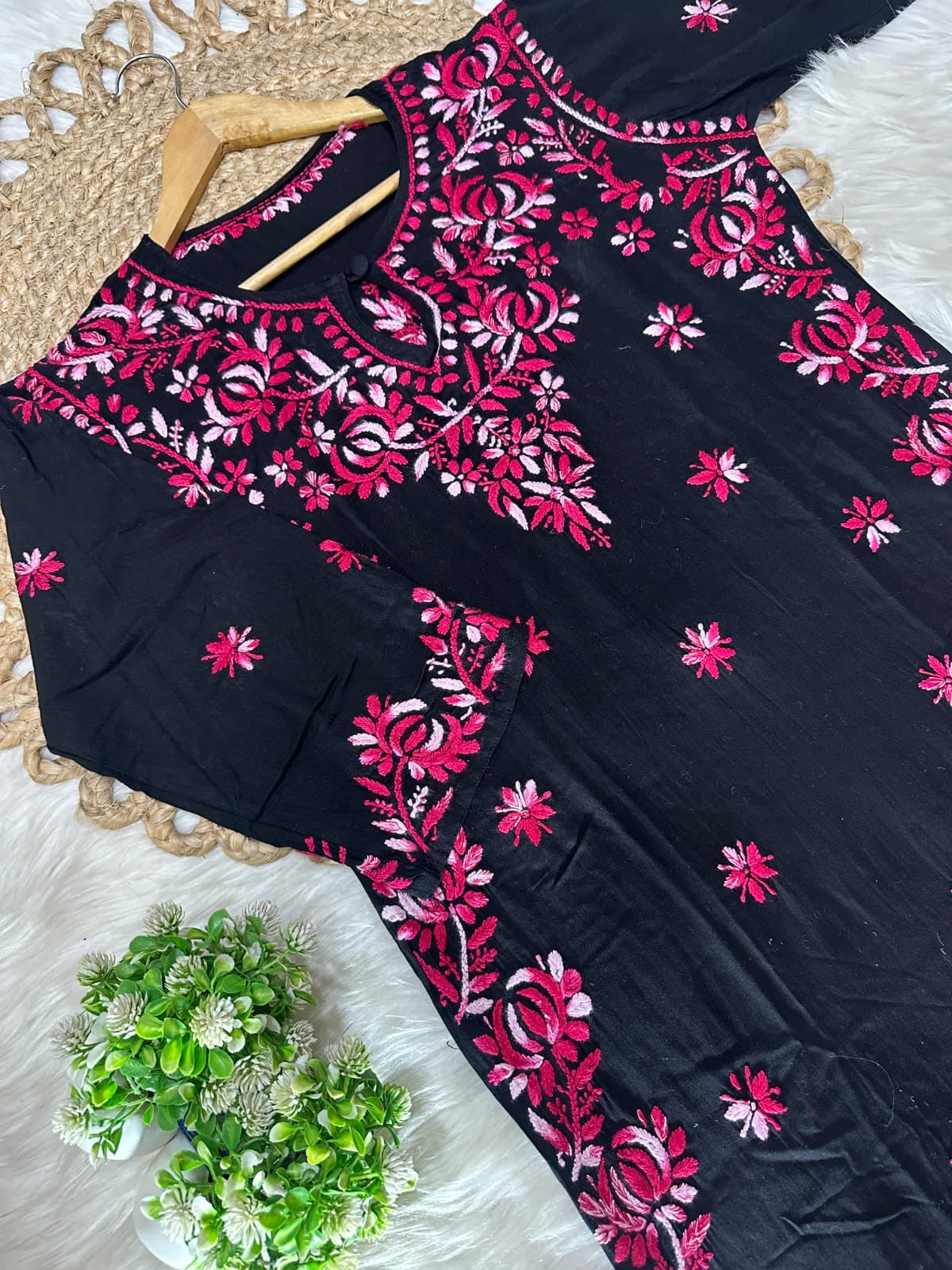 Rayon Dual Thread pink kurta