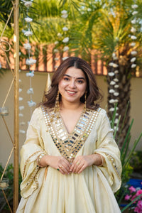 Most Viral Aliya Cut mirror work Set