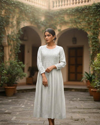 Heavy Yolk Handwork Rayon Gown