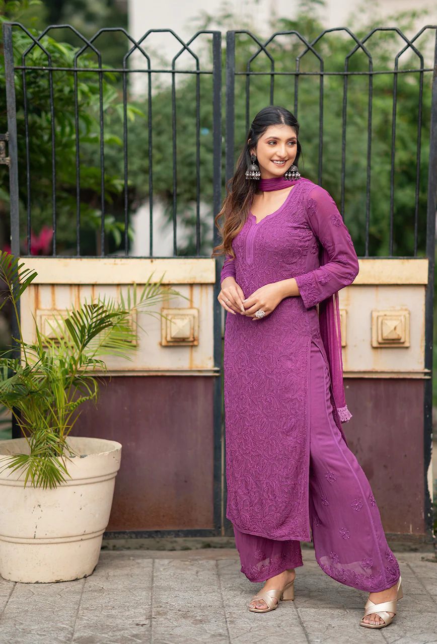 Resham Viscose Jall Kurta with Plazzo