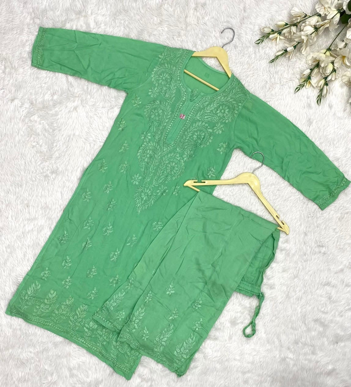 Modal Kurta & Plazzo Tone Worked embroidered