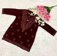 Rayon Smooth tone to tone embroidered Short top