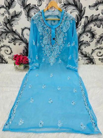 Gala buti Mirror Kurtis with inner - Chikankari Official