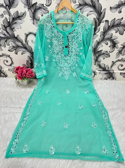 Gala buti Mirror Kurtis with inner - Chikankari Official