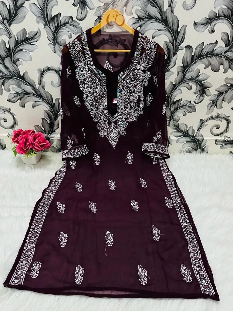 Gala buti Mirror Kurtis with inner - Chikankari Official