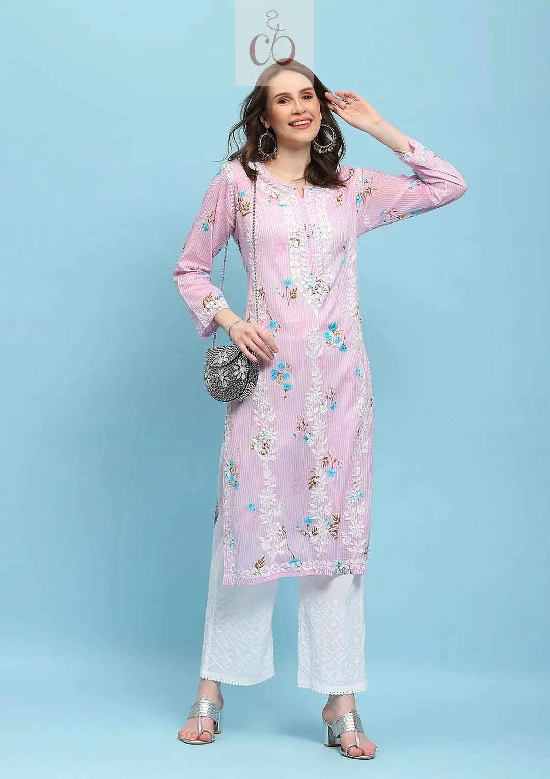 Heavy Work Mul Mul print Kurta Chikankari Official