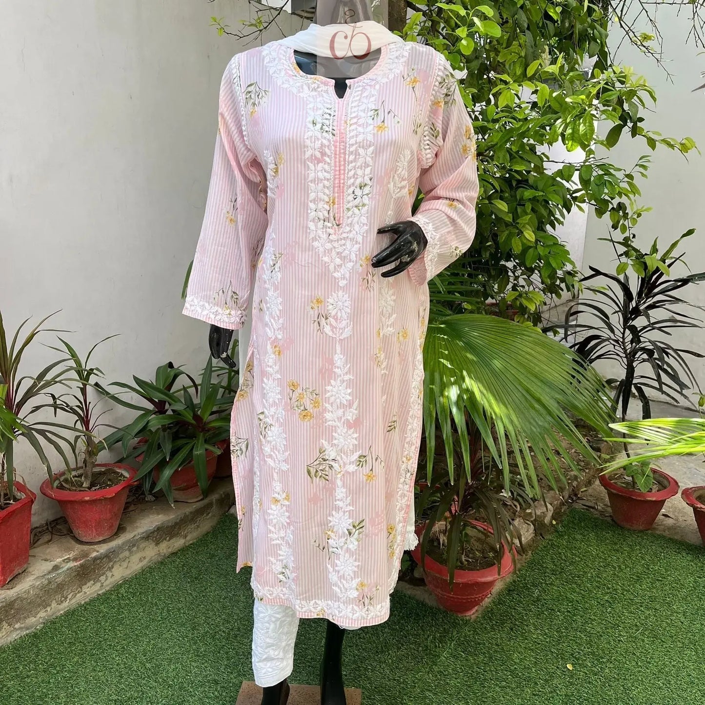 Heavy Work Mul Mul print Kurta Chikankari Official