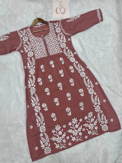 Modal Nyra Cut Gown - Chikankari Official