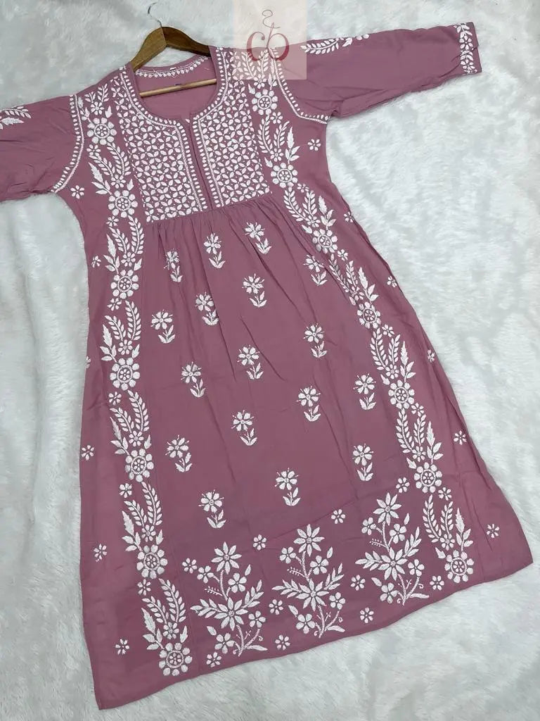 Modal Nyra Cut Gown - Chikankari Official