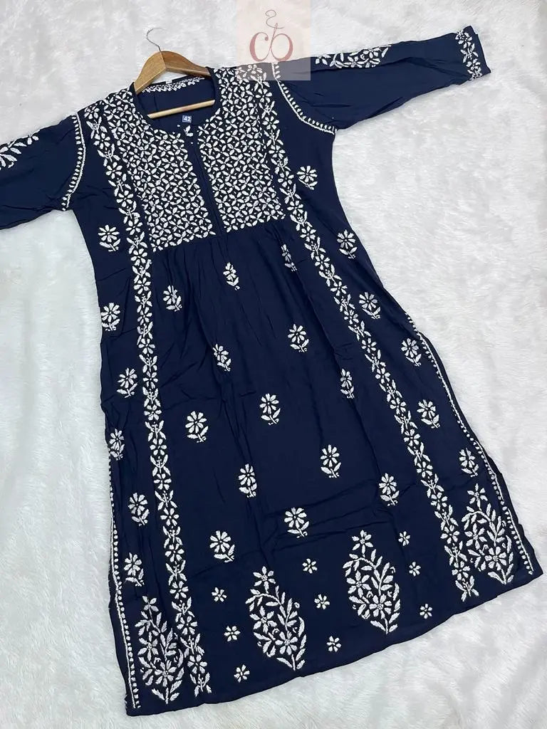 Modal Nyra Cut Gown - Chikankari Official