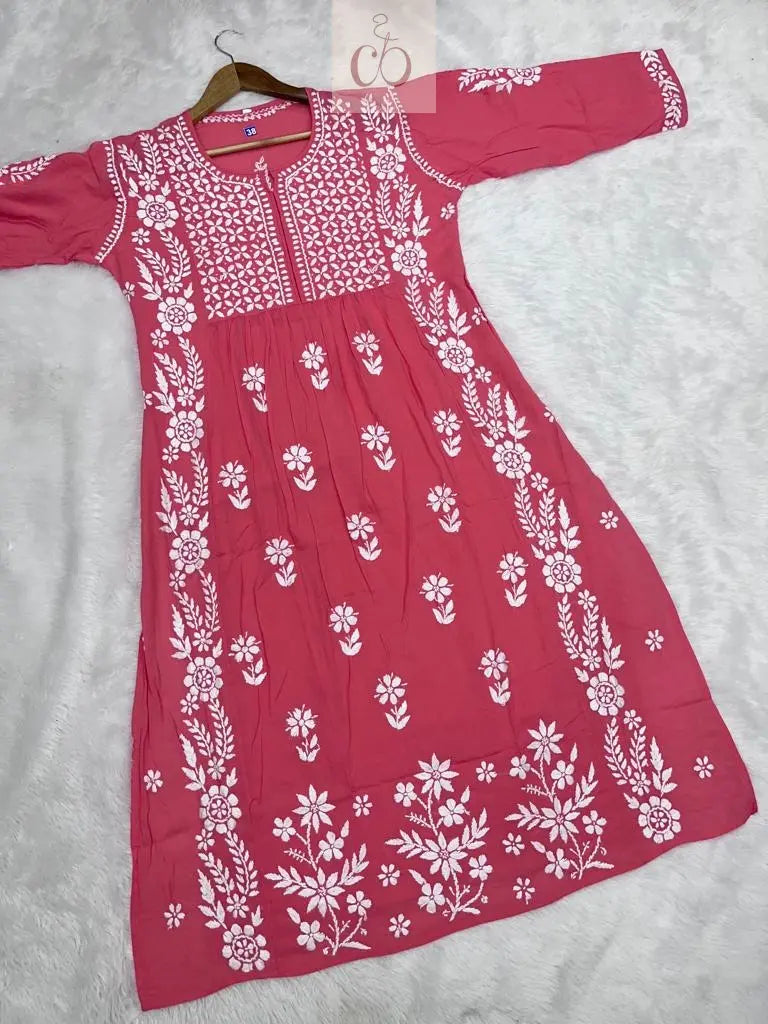 Modal Nyra Cut Gown - Chikankari Official