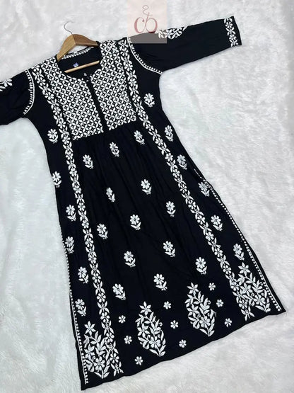 Modal Nyra Cut Gown - Chikankari Official