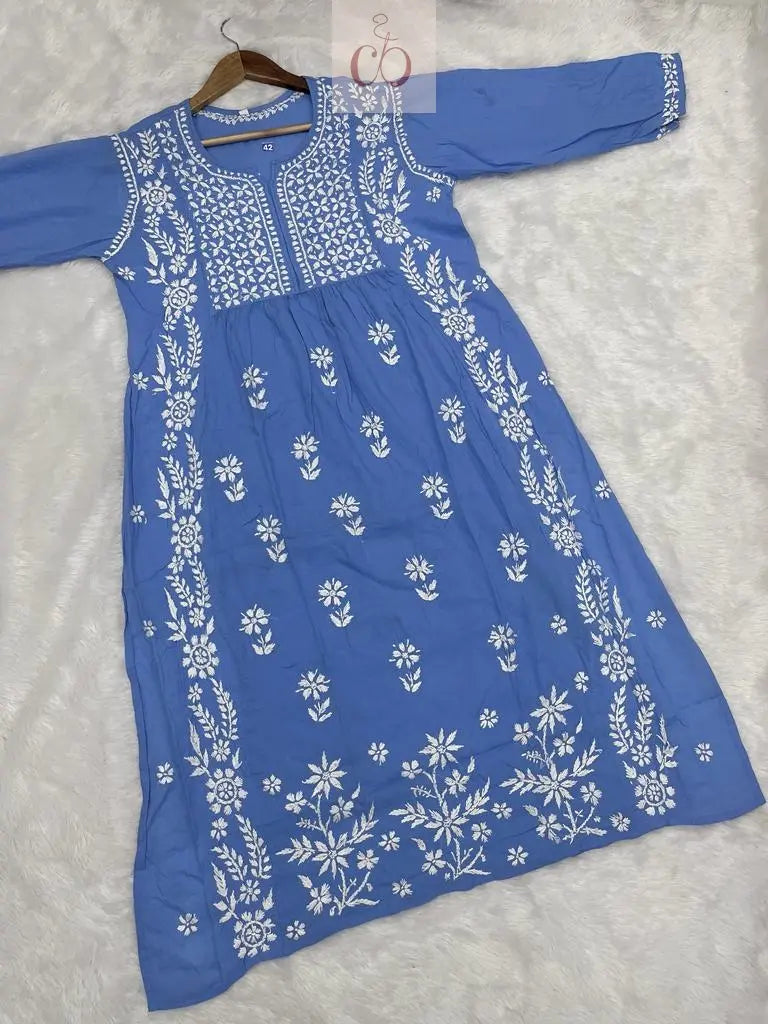 Modal Nyra Cut Gown - Chikankari Official