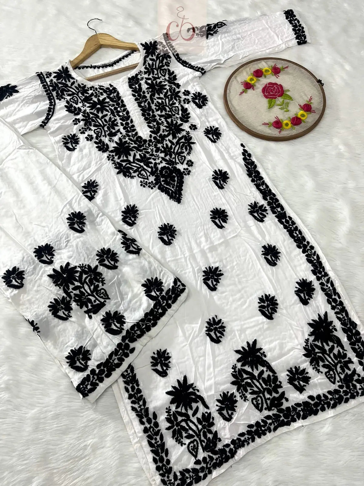 Most Demanding White n Black Rayon Chikankari Combo ( Naveli Khatri Special ) - Chikankari Official