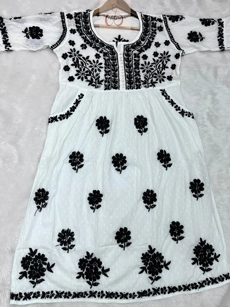 Nyra Gown Dobby Cotton - Chikankari Official