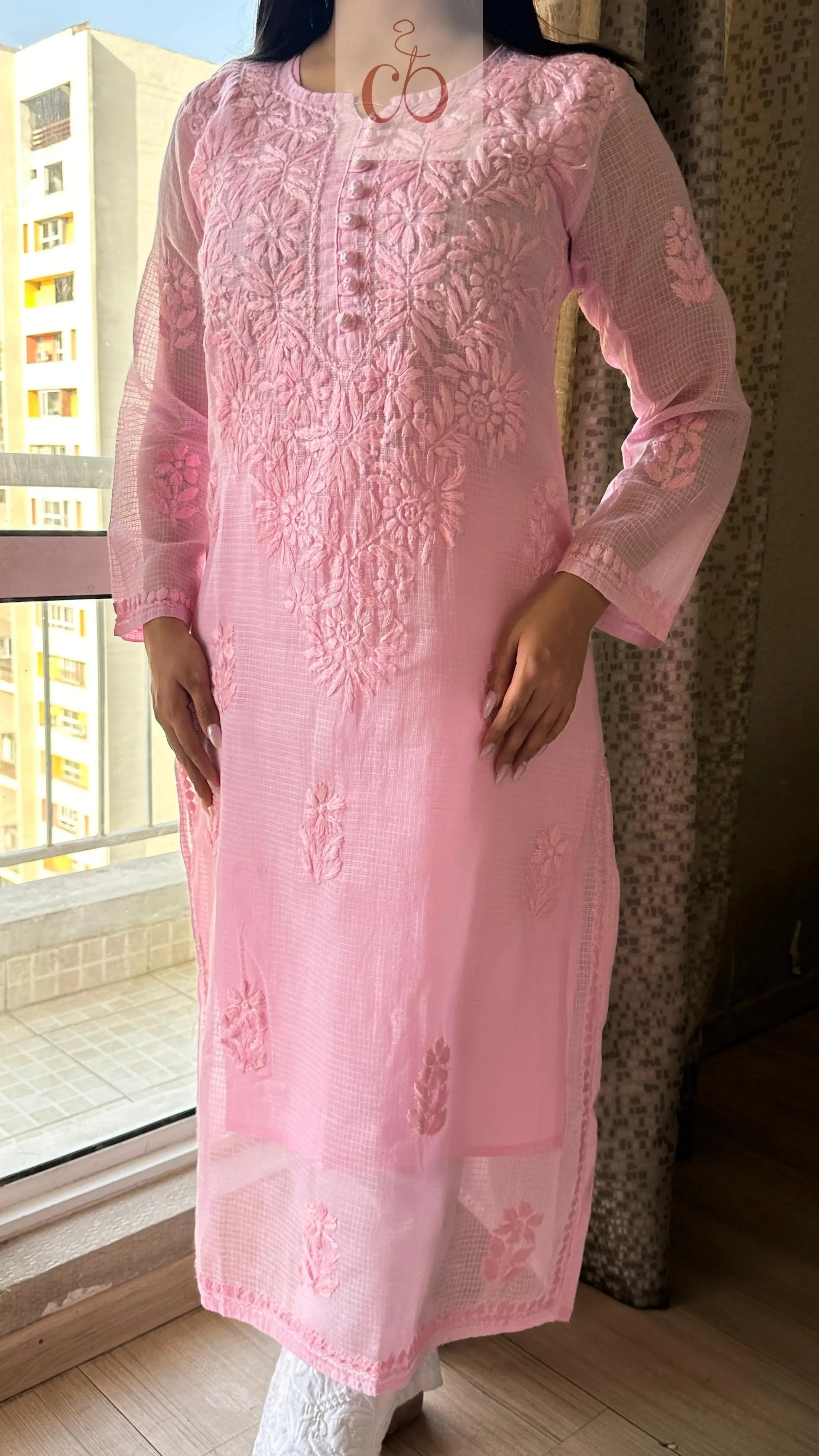 Premium Chikankari Kota doria Kurti - Chikankari Official