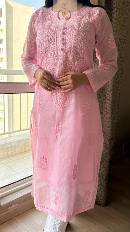 Premium Chikankari Kota doria Kurti - Chikankari Official