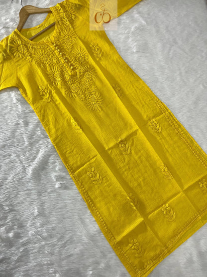 Premium Chikankari Kota doria Kurti - Chikankari Official