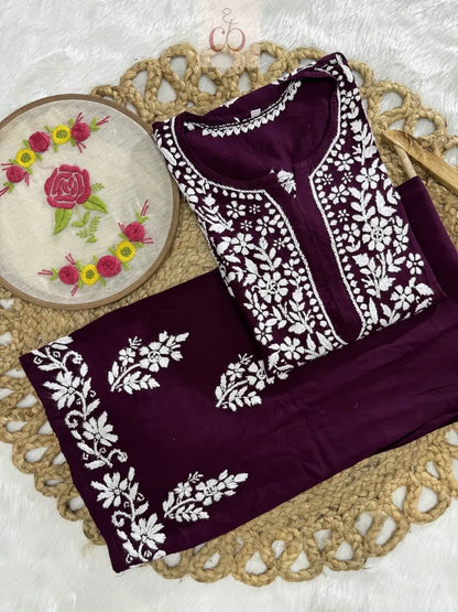 Rayon New Concept Chikankari combo ( Hand Embroidered ) - Chikankari Official