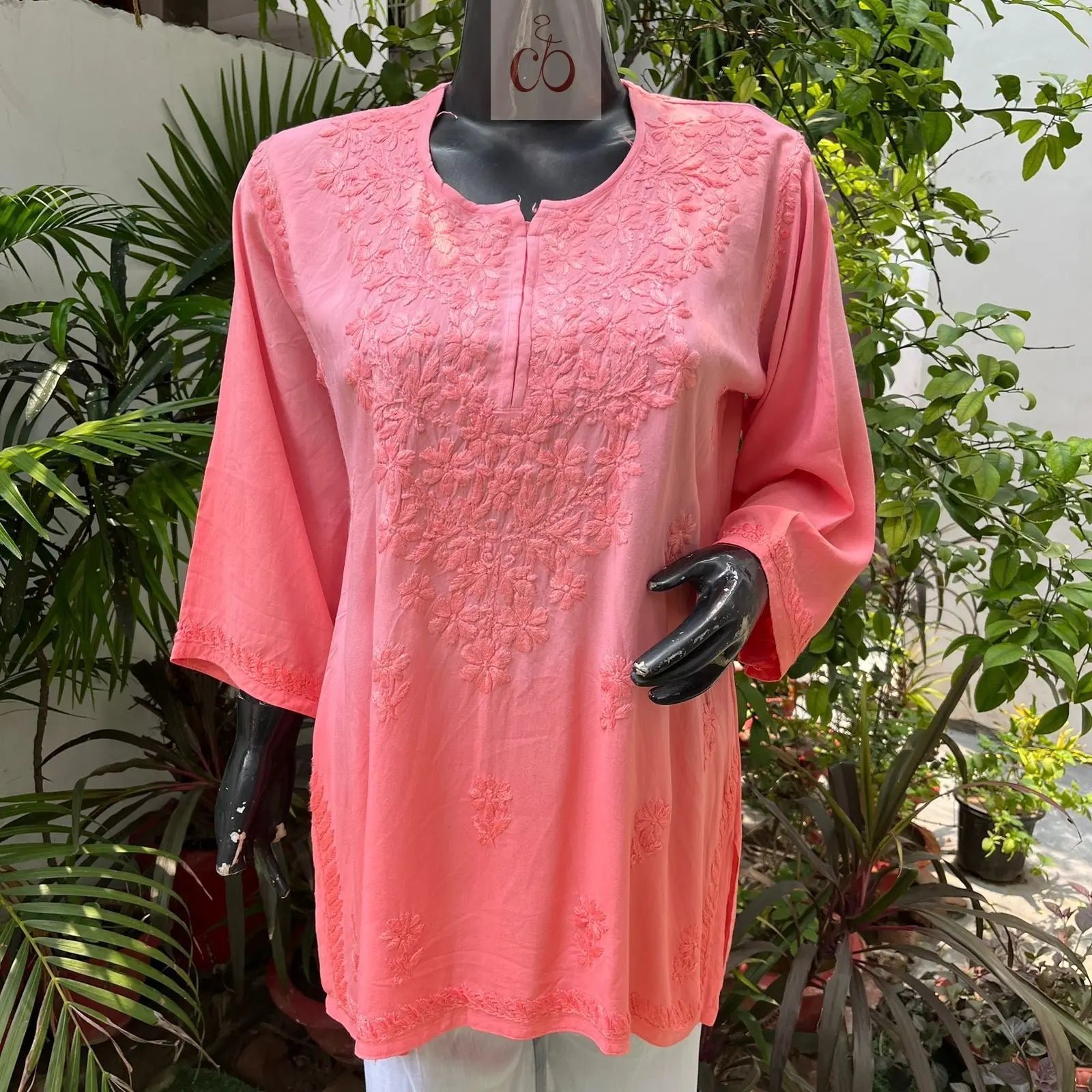 Rayon Ombre Short kuris Chikankari Official