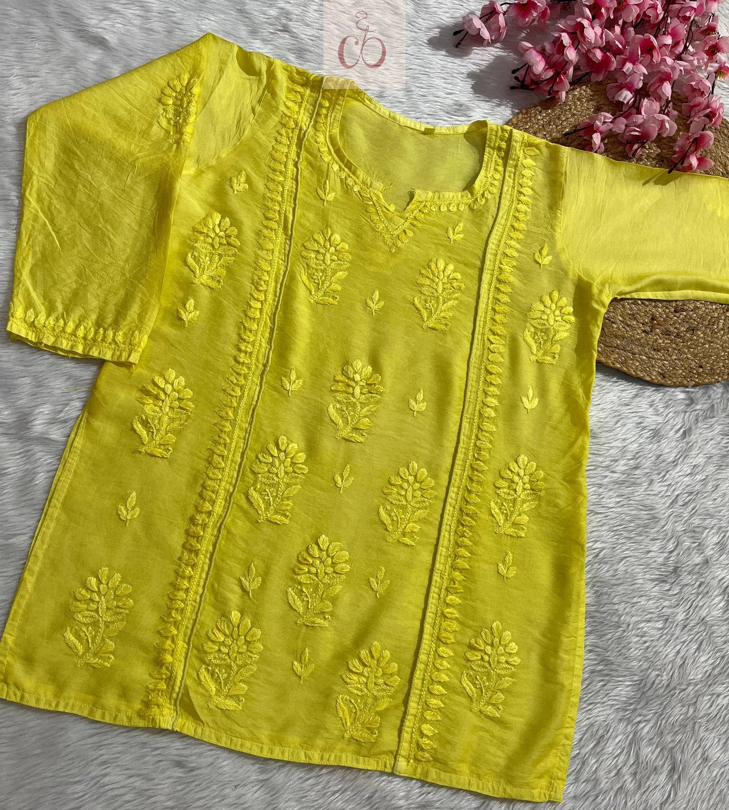 Soft Chanderi Short atop - Chikankari Official