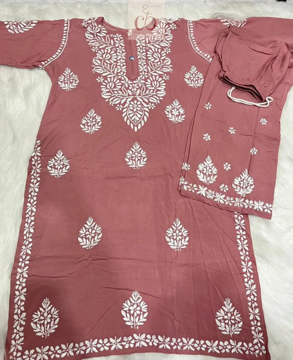 Soft Rayon Co ord Set - Chikankari Official