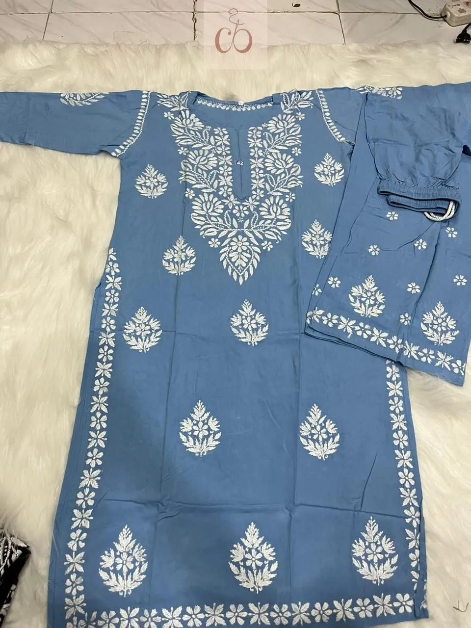 Soft Rayon Co ord Set - Chikankari Official