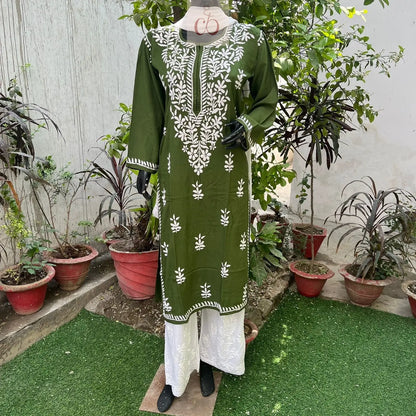 Straight Fir Rayon Kurtas - Chikankari Official