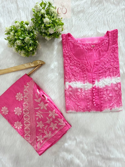 Tie n Dye Cotton set - Chikankari Official