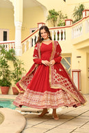 Faux Blooming with Embroidery Zari Sequins-work