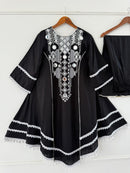 Elegant Rayon Kurti Set with Mirror & Lace Detailing