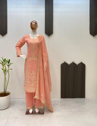 3 PIECE PLAZZO PAIR WITH   DUPATTA IN SEQUENCE EMBROIDERY WORK