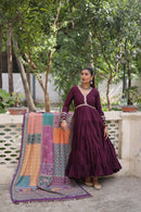 Roman Fabrics With Frill Stitching and mirror lace work