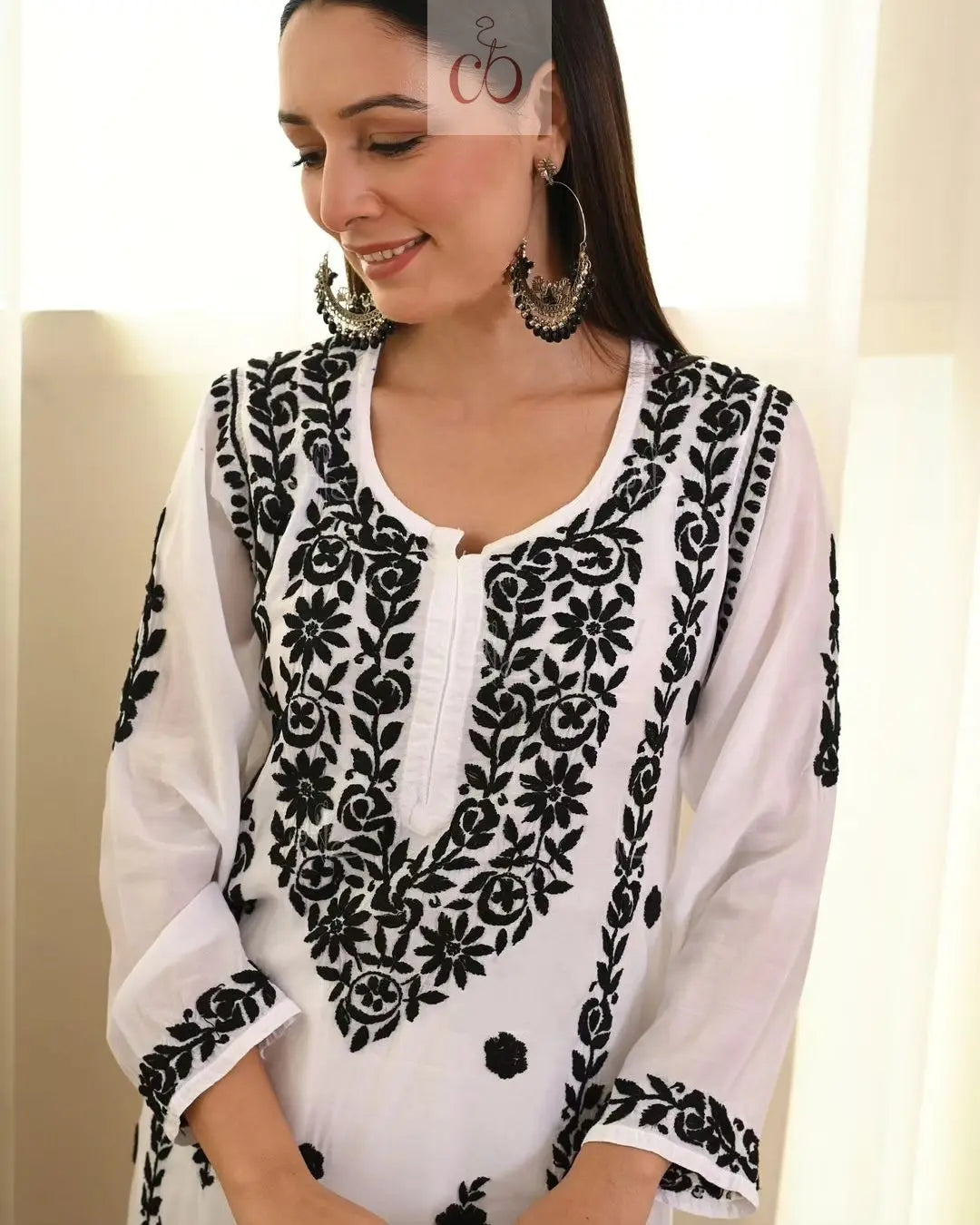 White modal  handwork kurta - Chikankari Official